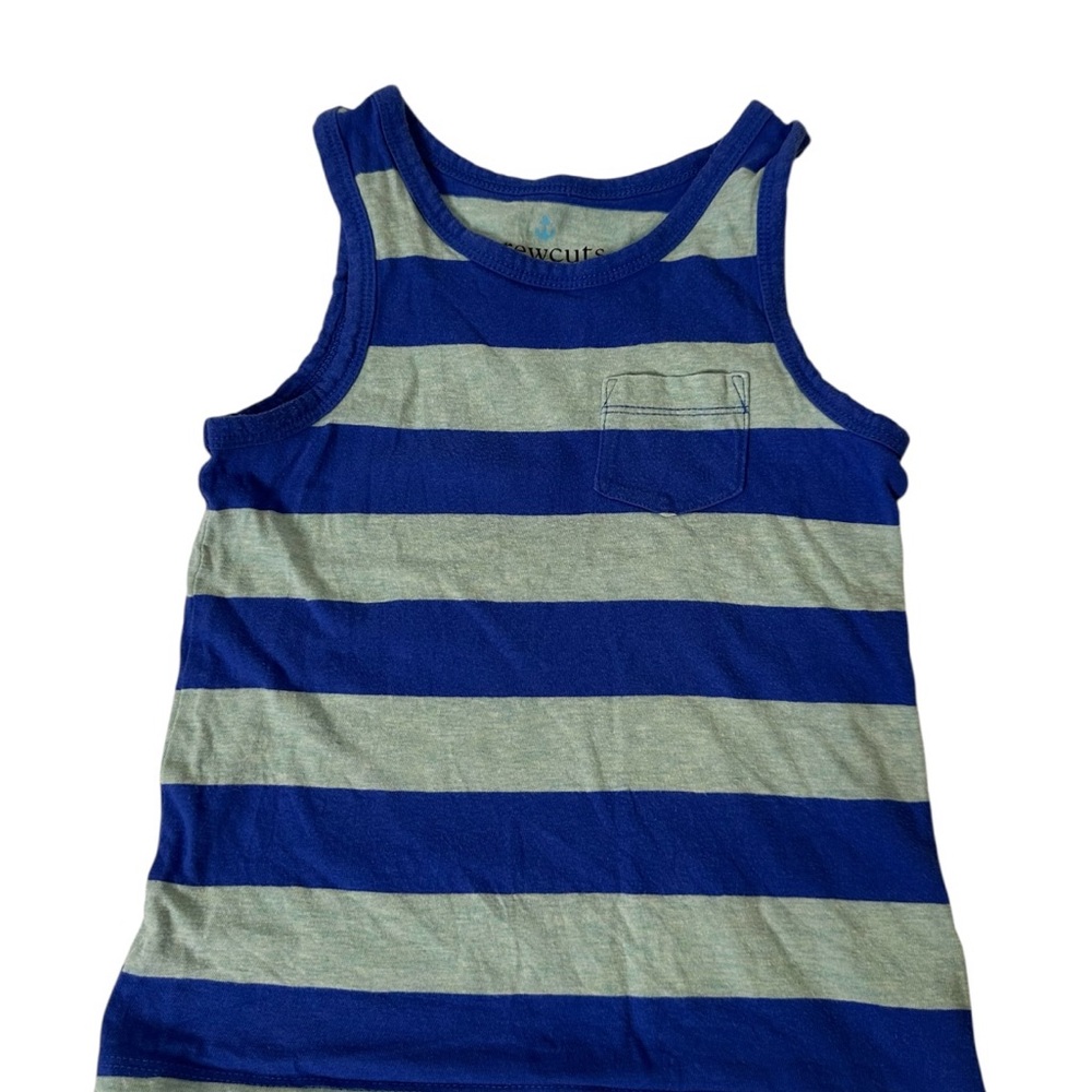 Crewcuts Blue and Gray Striped Tank Top (4/5)